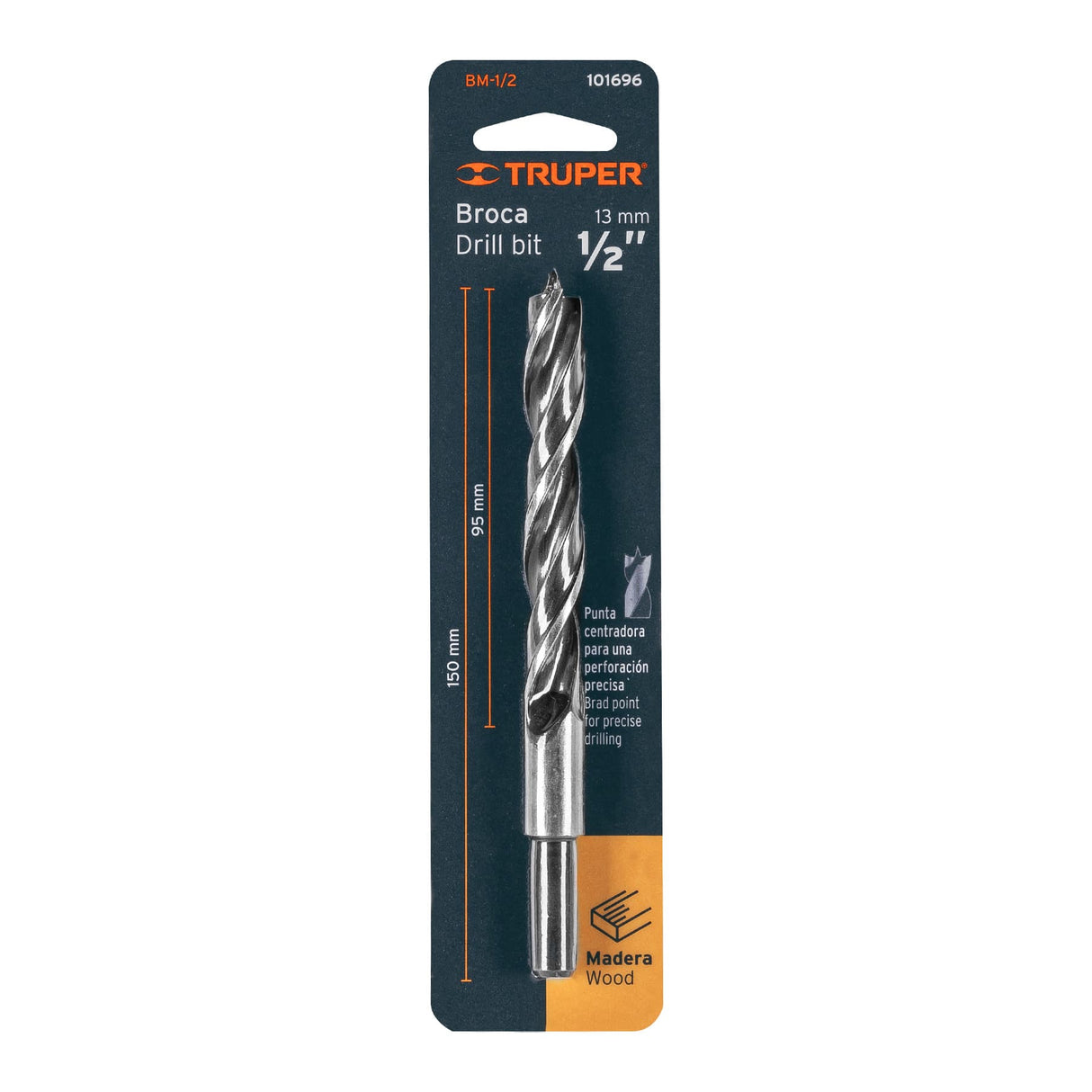 Broca con Punta Centradora para Madera 1/2', Truper