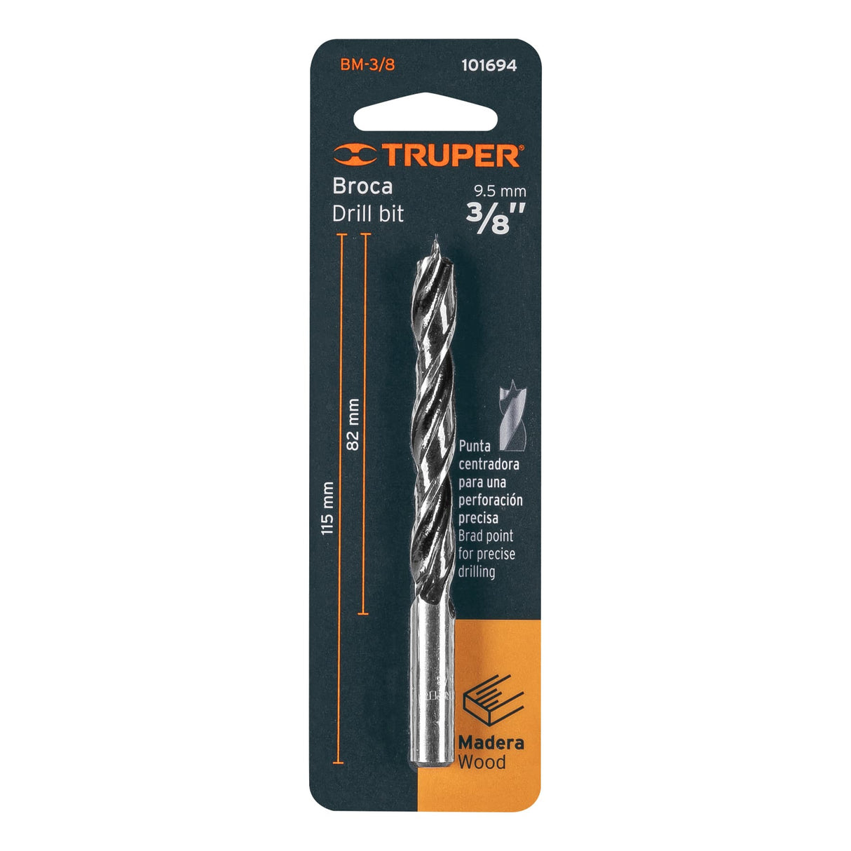 Broca con Punta Centradora para Madera 3/8', Truper