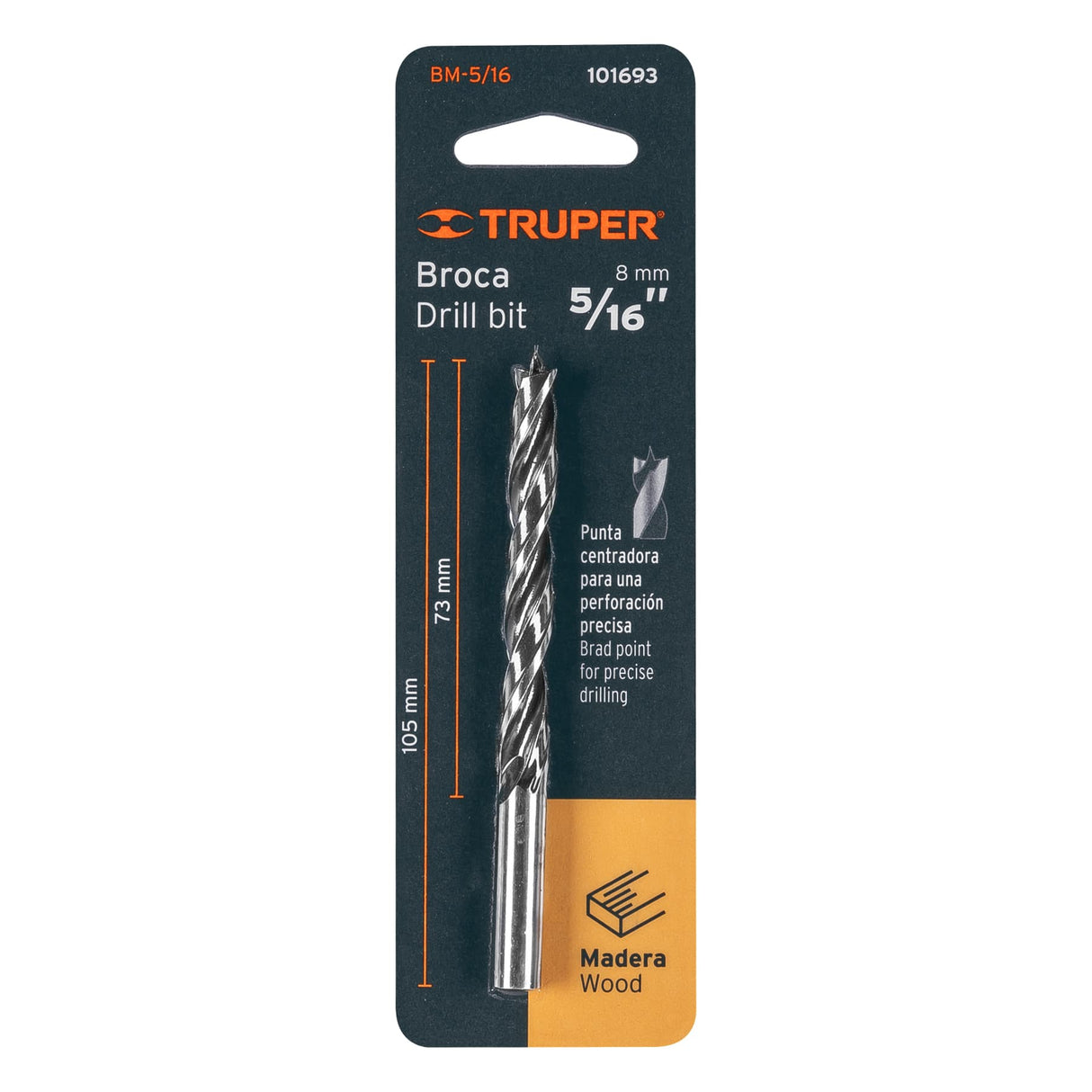 Broca con Punta Centradora para Madera 5/16', Truper