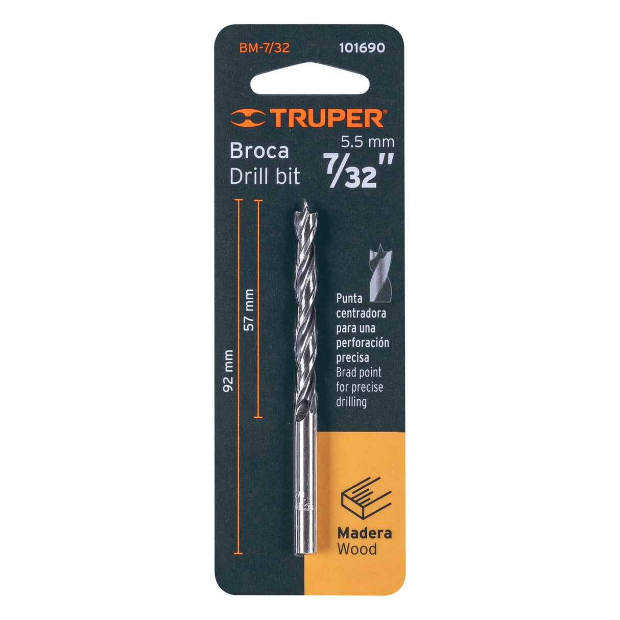 Broca con Punta Centradora para Madera 7/32', Truper