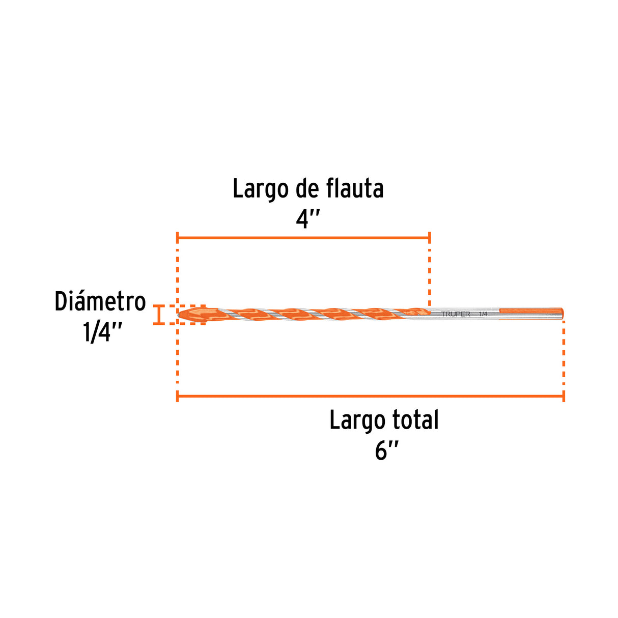 Broca Multimaterial 1/4 X 6', Truper