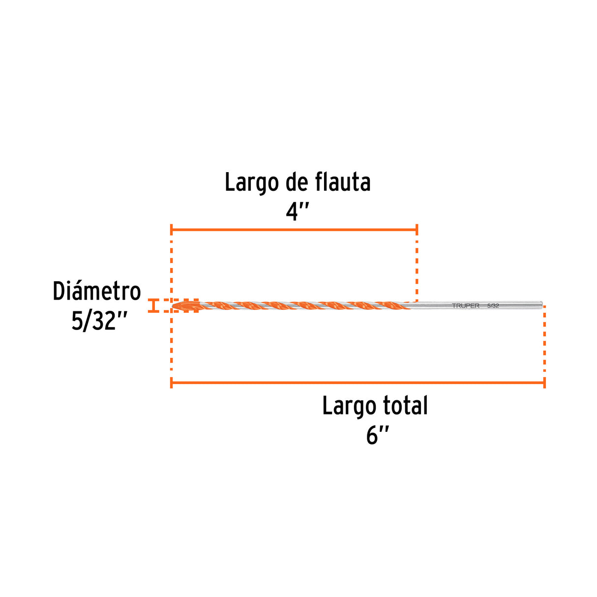 Broca Multimaterial 5/32 X 6', Truper