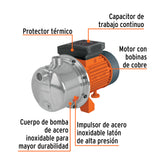 Bomba Tipo Jet, Cabezal de Acero Inoxidable, 1-1/2 HP, Truper