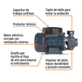 Bomba Periférica 1/2 HP, Altura Máx 40M, Uso Agrícola, Truper