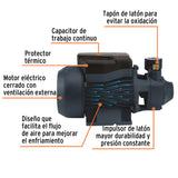 Bomba Periférica 3/4 HP, Altura Máx 55M, Uso Agrícola, Truper