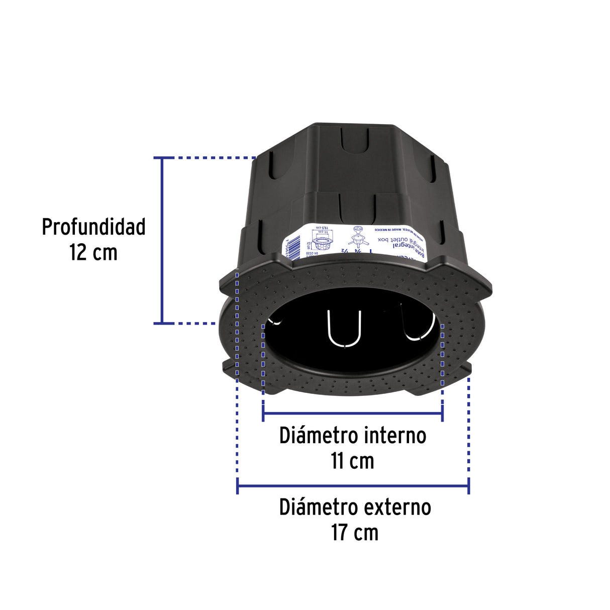 Bote Integral de 12 cm, Aro Interno de 11 cm, Volteck