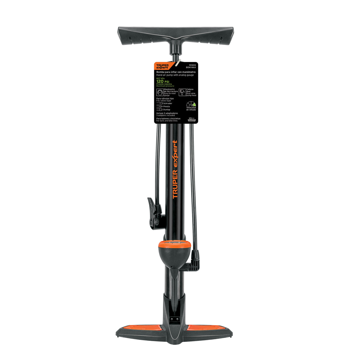 Bomba Manual con Manómetro, 120 PSI, Truper Expert