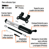 Mini Bomba Manual para Bicicleta, Abatible, 75 PSI, Truper