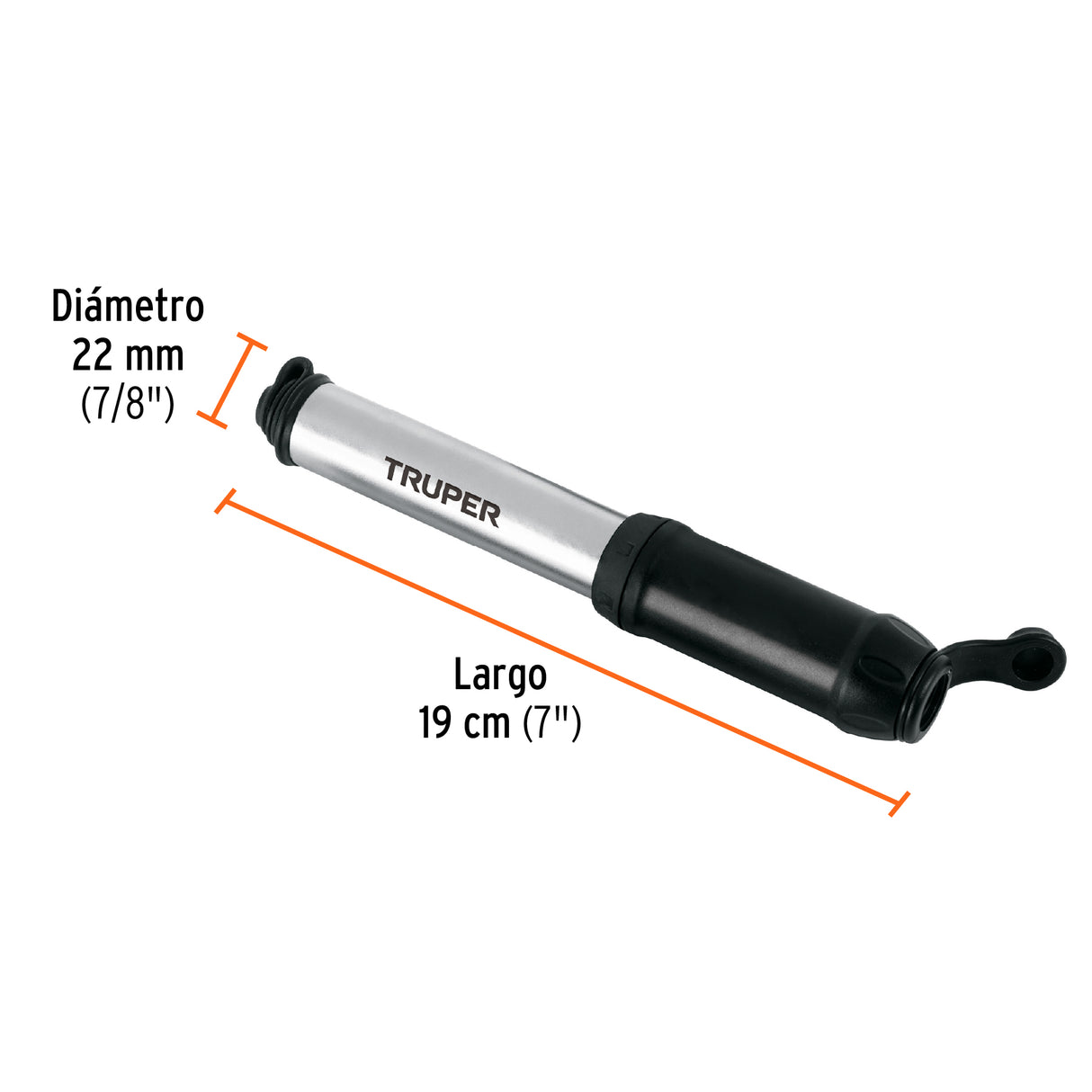 Mini Bomba Manual para Bicicleta, Abatible, 75 PSI, Truper