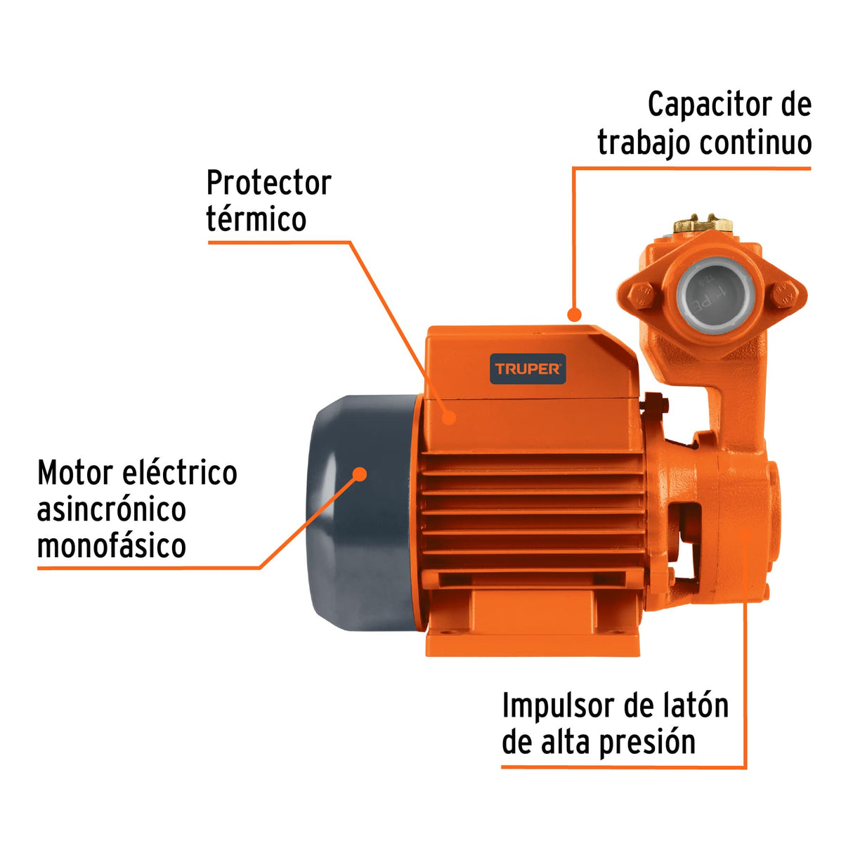 Bomba Periférica Autocebante 1/2 HP, Uso Agrícola, Truper