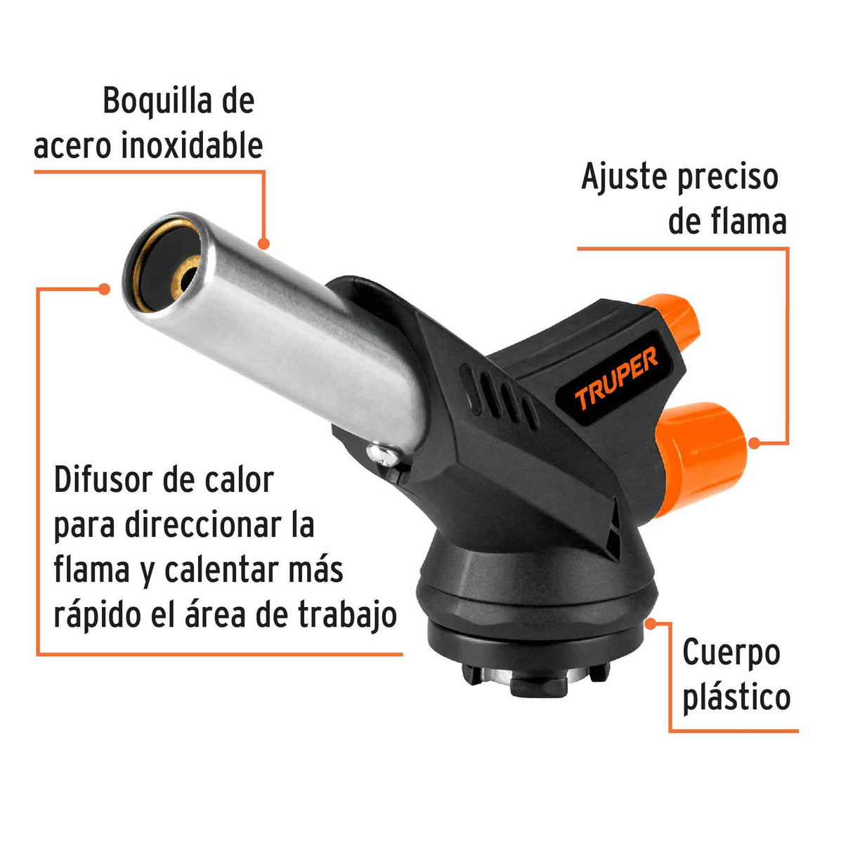 Soplete Plástico, Encendido Electrónico, 1/4 de Vuelta, Truper