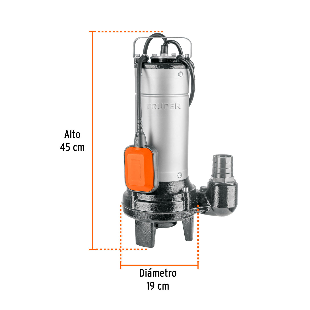Bomba Sumergible Acero Inox./Hierro, a.Sucia, 1-1/2 HP, Truper
