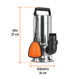 Bomba Sumergible Acero Inoxidable, Agua Sucia, 1-1/2 HP, Truper