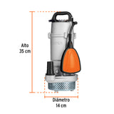 Bomba Sumergible Cubierta Aluminio, Agua Limpia, 1/2 HP, Truper