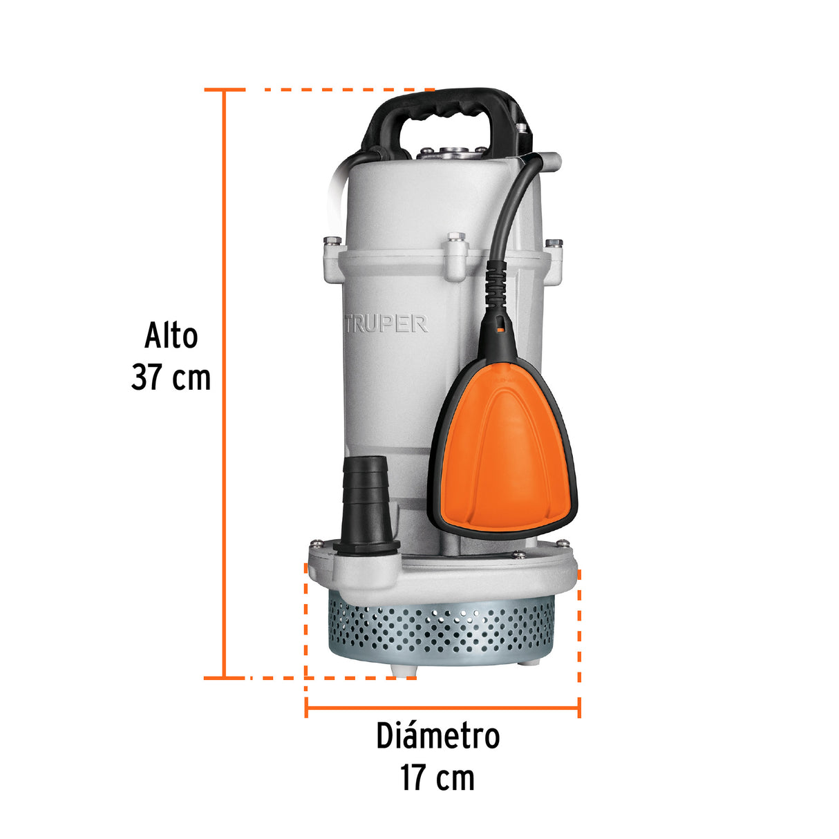 Bomba Sumergible Cubierta Aluminio, Agua Limpia, 1 HP, Truper