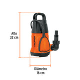 Bomba Sumergible Plástica, 1 HP para Agua Limpia, Truper