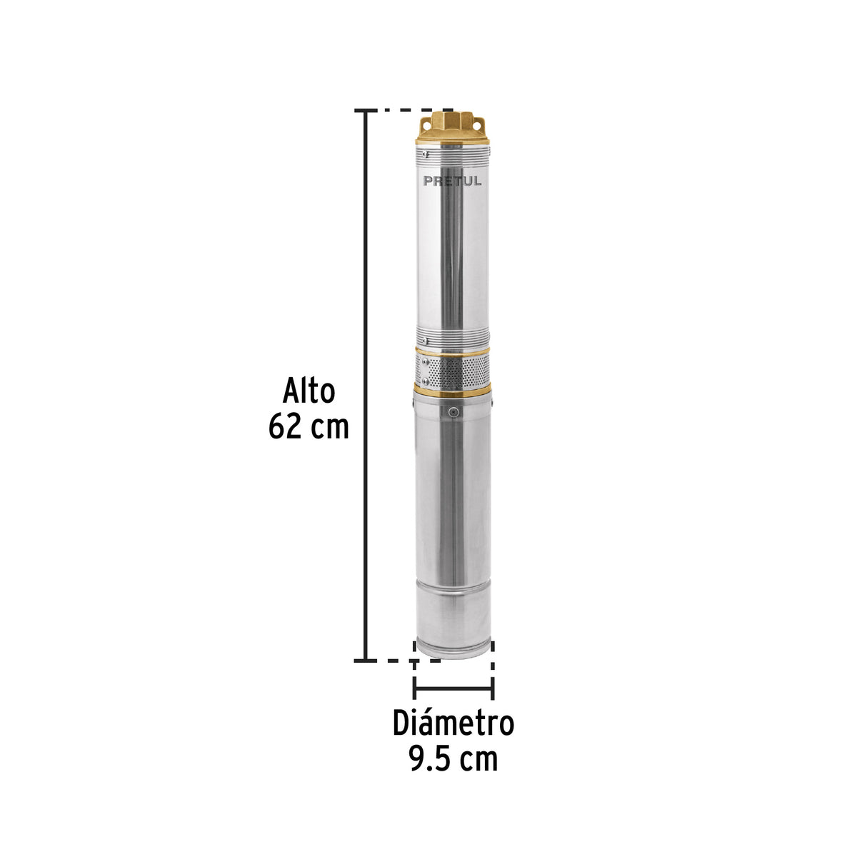 Bomba Sumergible Tipo Bala, 3/4 HP, Uso Agrícola, Pretul