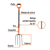Bieldo para Paja, 4 Dientes, Mgo de Acero 37', Puño'y' Truper