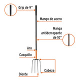 Bieldo para Paja, 4 Dientes, Mango Largo de Acero 48' Truper