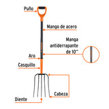 Bieldo para Paja, 5 Dientes, Mgo de Acero 37', Puño'y' Truper