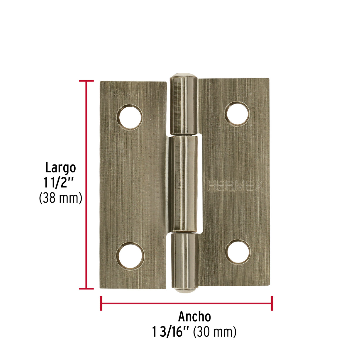 Bisagra Rectangular 1-1/2' Latón Antiguo, Hermex