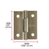 Bisagra Rectangular 1-1/2' Latón Antiguo, Hermex