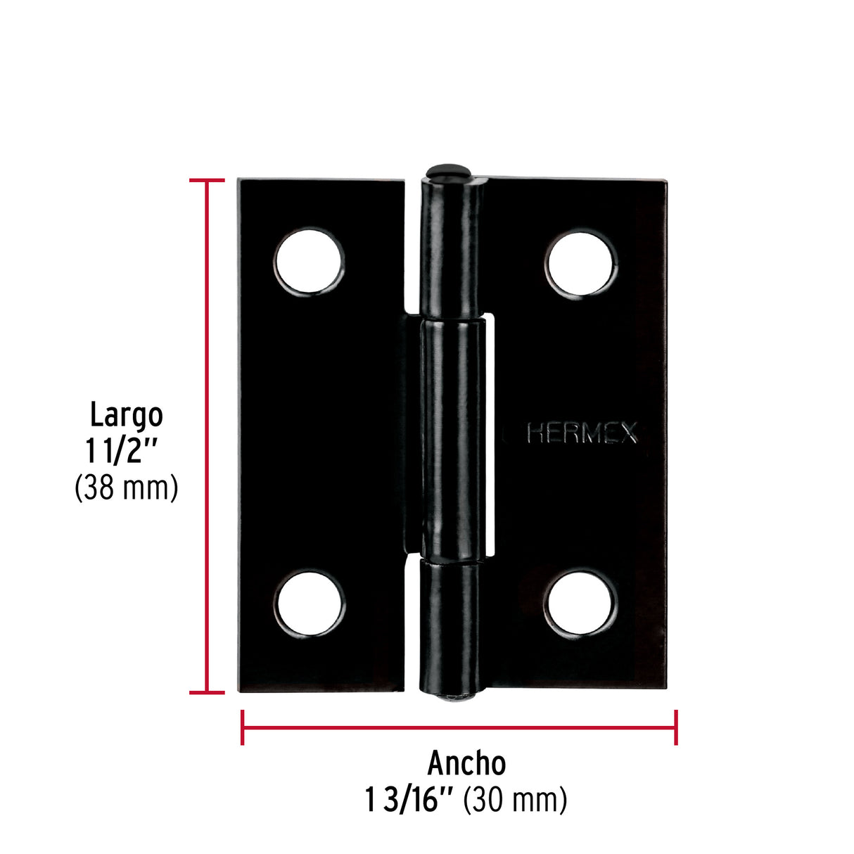 Bisagra Rectangular 1-1/2' Negra, Hermex
