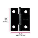 Bisagra Rectangular 1-1/2' Negra, Hermex
