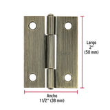 Bisagra Rectangular 2' Latón Antiguo, Hermex