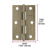Bisagra Rectangular 2-1/2' Latón Antiguo, Hermex