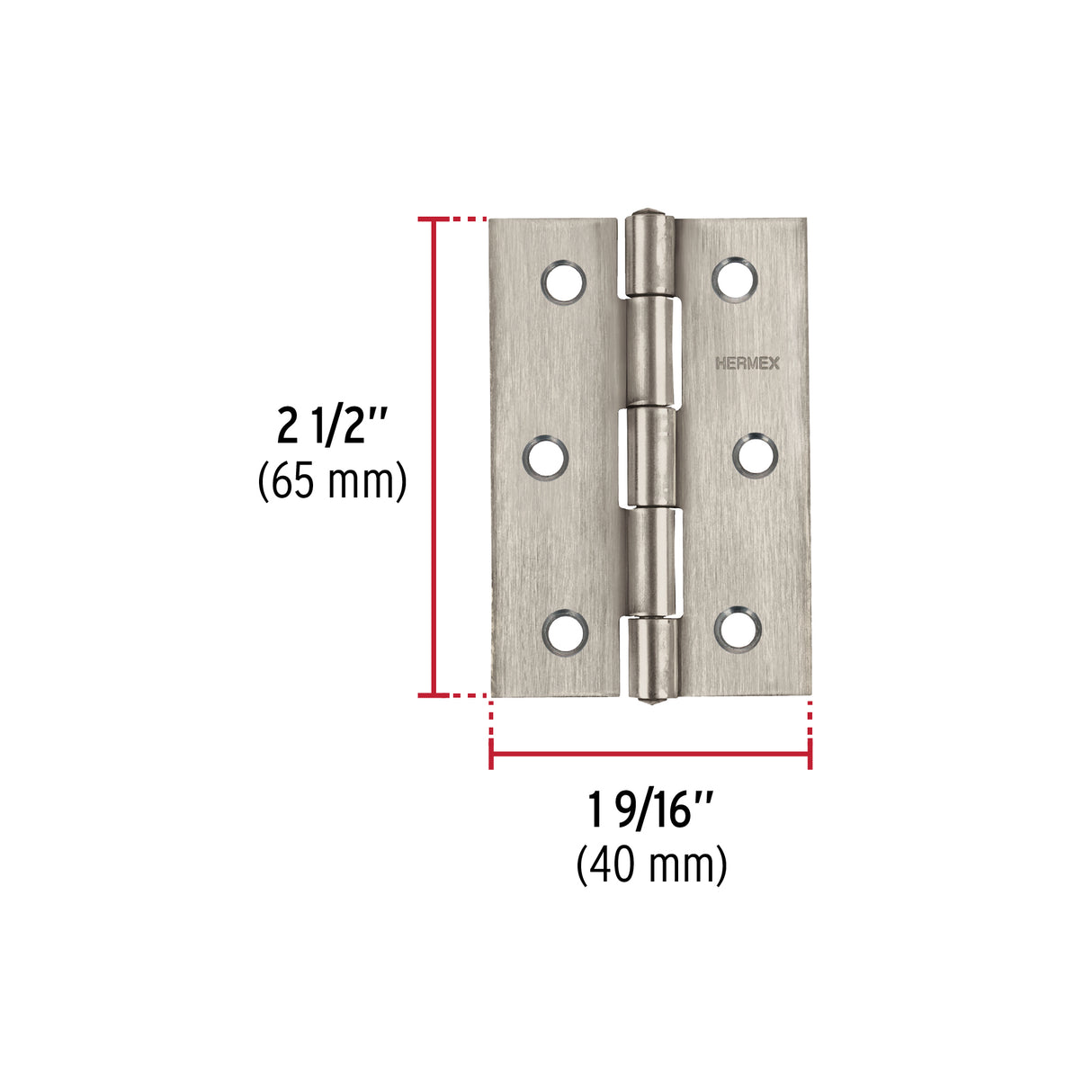 Bisagra Rectangular 2-1/2' Acero Inoxidable, Hermex
