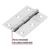 Bisagra Rectangular 3' Acero Pulido, Hermex