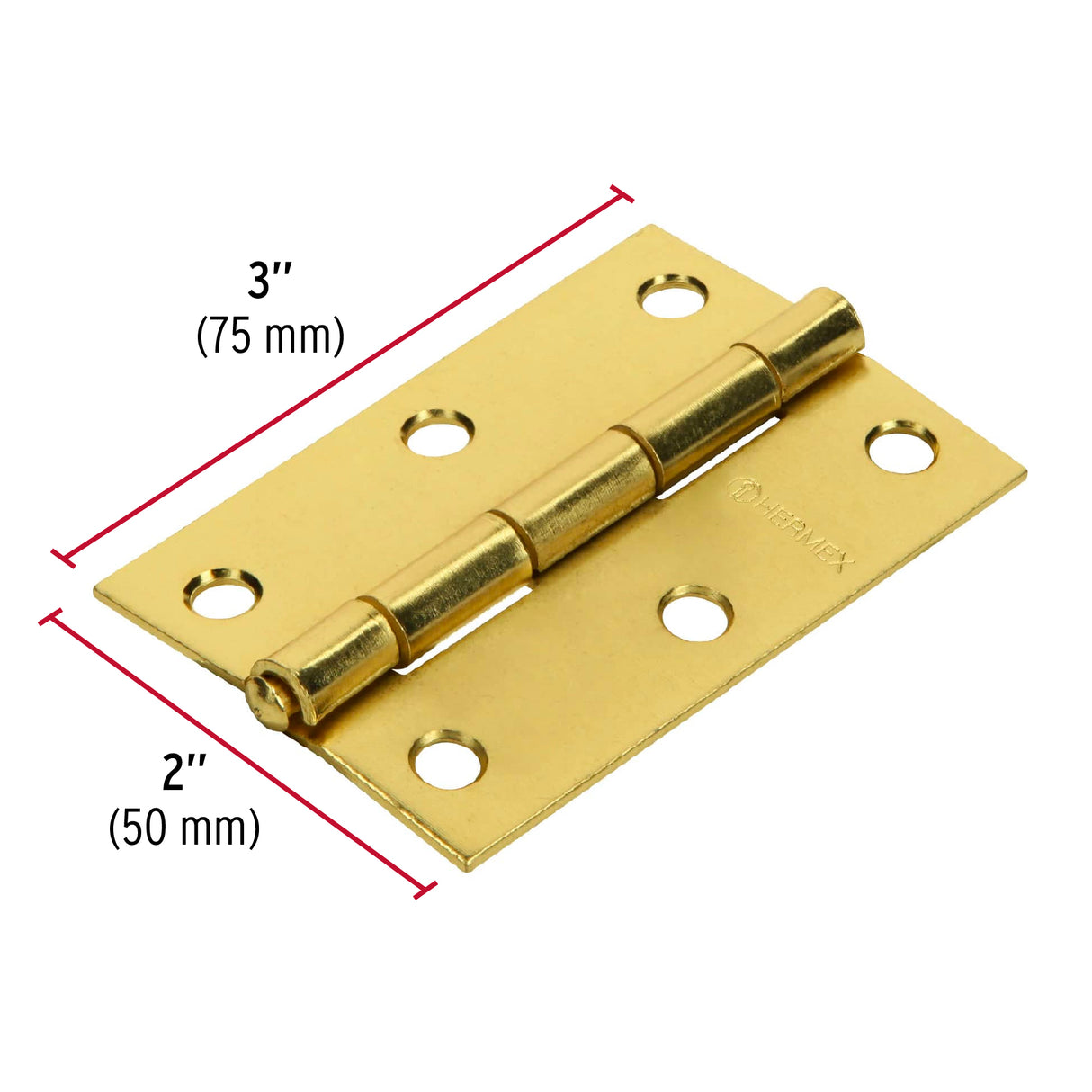 Bisagra Rectangular 3' Acero Latonado, Hermex