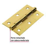 Bisagra Rectangular 3-1/2' Acero Latonado, Hermex