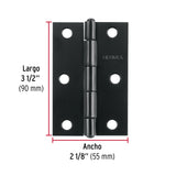 Bisagra Rectangular 3-1/2' Negra, Hermex