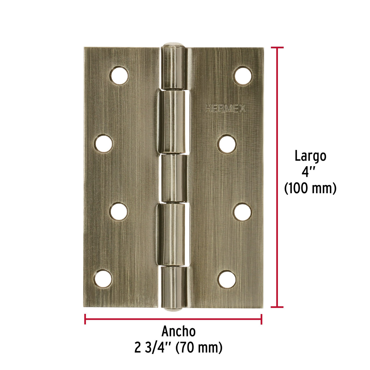 Bisagra Rectangular 4' Latón Antiguo, Hermex
