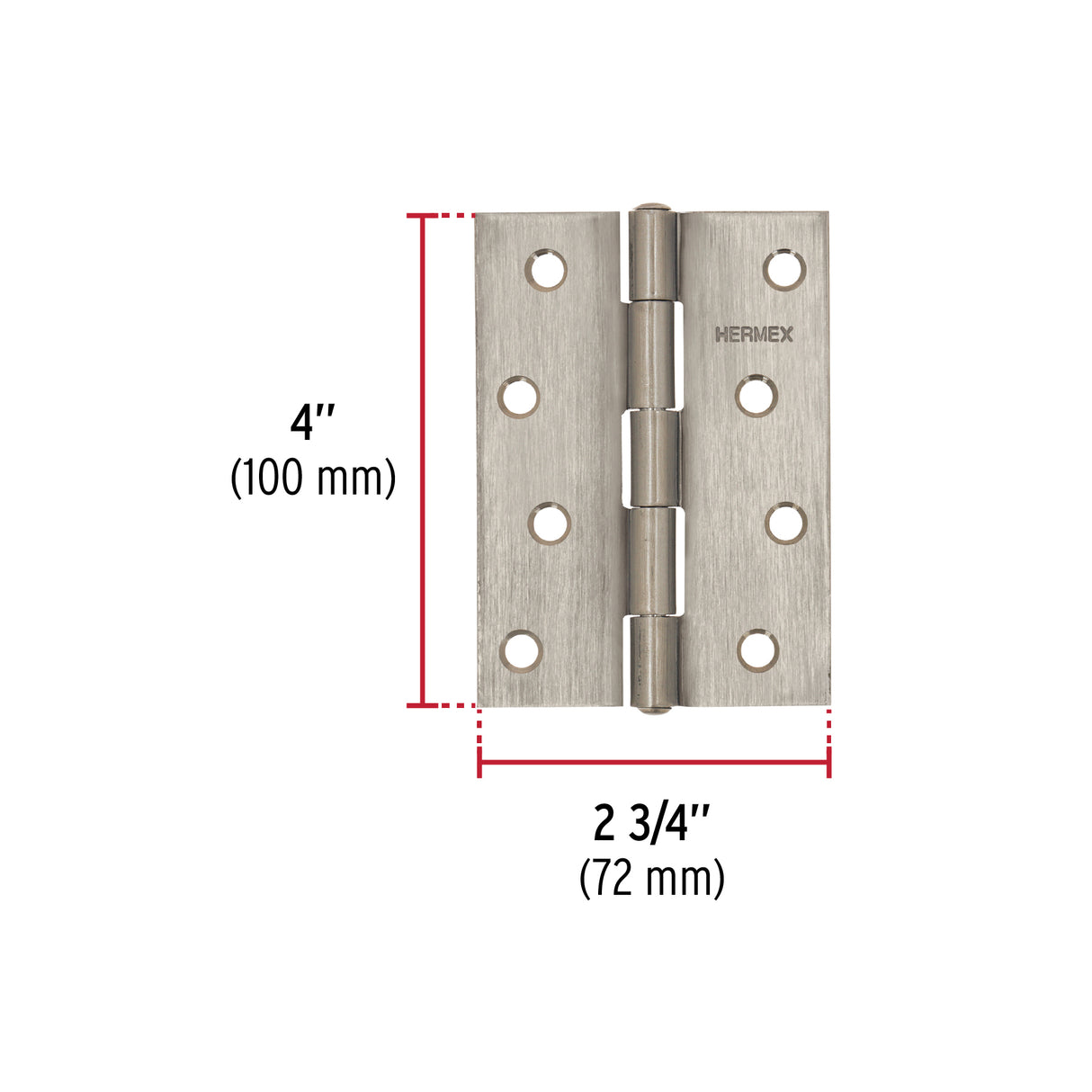 Bisagra Rectangular 4' Acero Inoxidable, Hermex