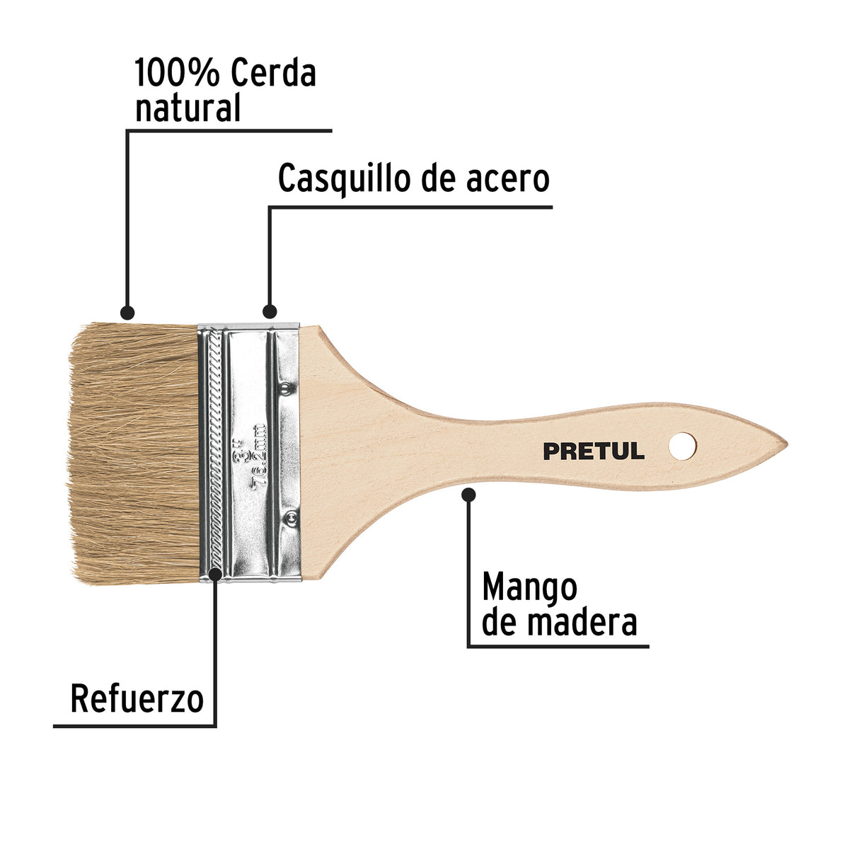 Brocha Uso General de 3' con Mango de Madera, Pretul