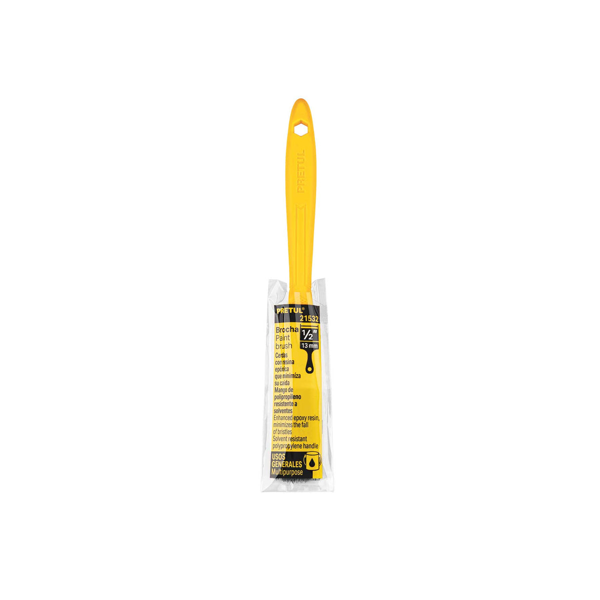 Brocha Uso General de 1/2' con Mango de Plástico, Pretul