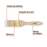 Brocha Cerdas Sintéticas 1-1/2' Corte Recto, Mango de Madera