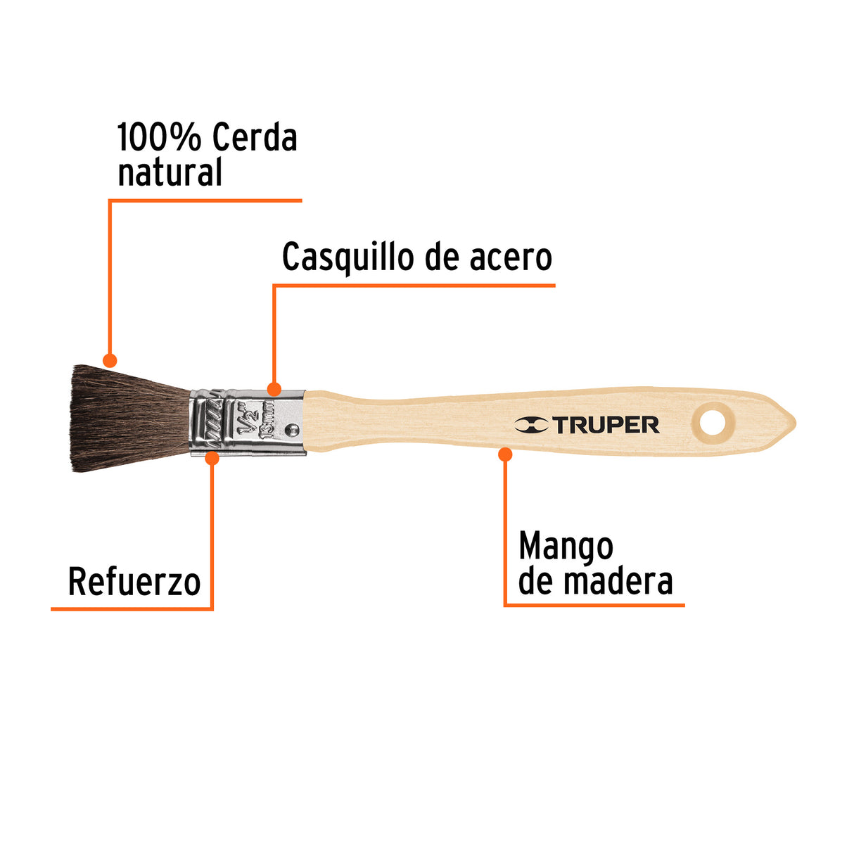 Brocha Pelo de Camello de 1/2' con Mango de Madera, Truper