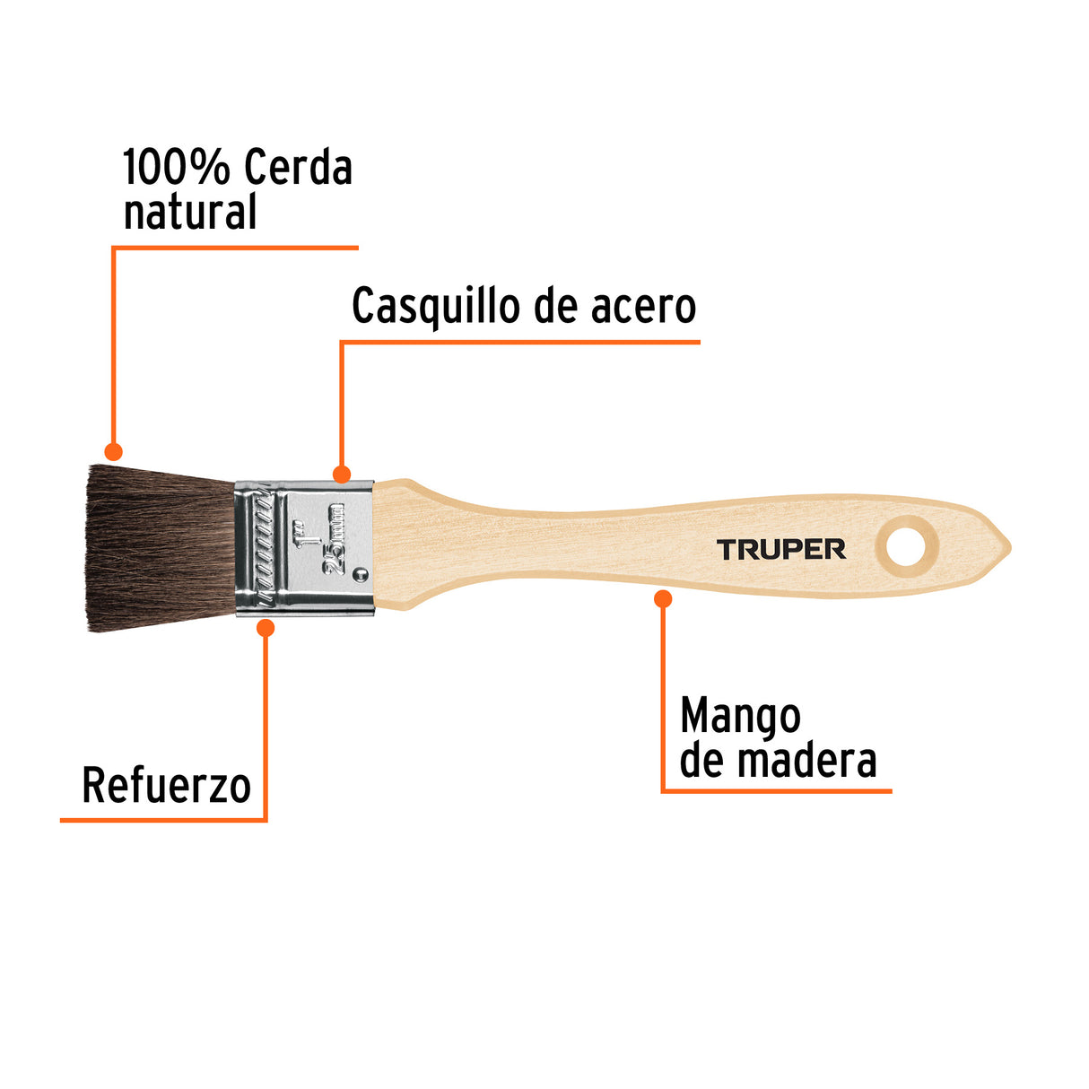 Brocha Pelo de Camello de 1' con Mango de Madera, Truper