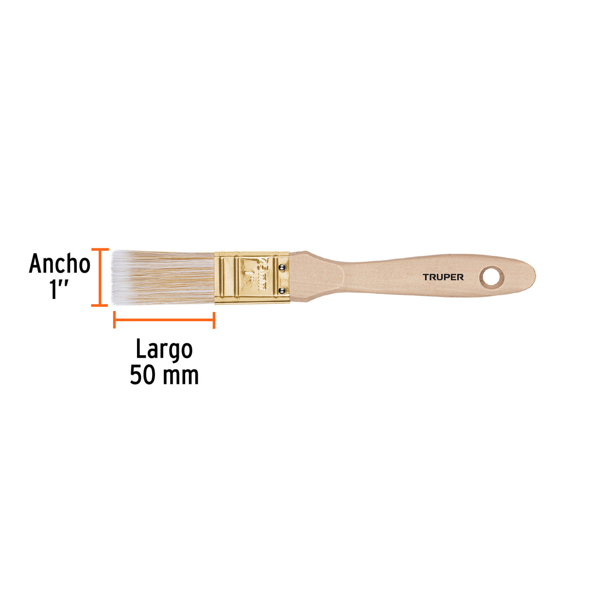 Brocha Cerdas Sintéticas 1' Corte Recto, Mango de Madera