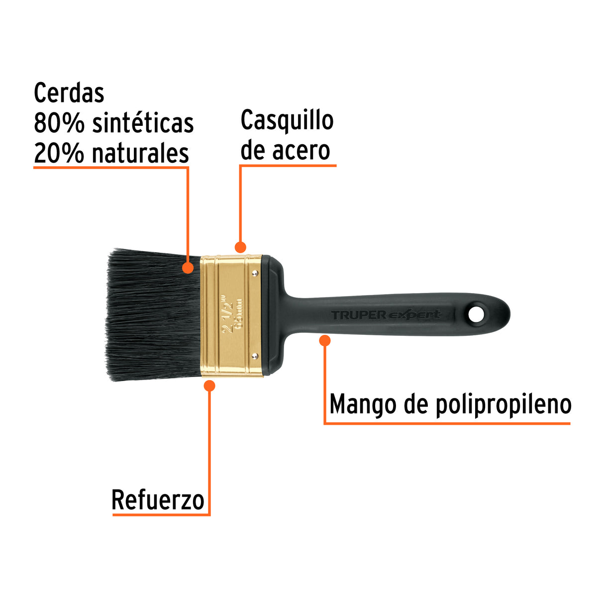 Brocha Profesional de 2-1/2' Mango de Plástico, Expert