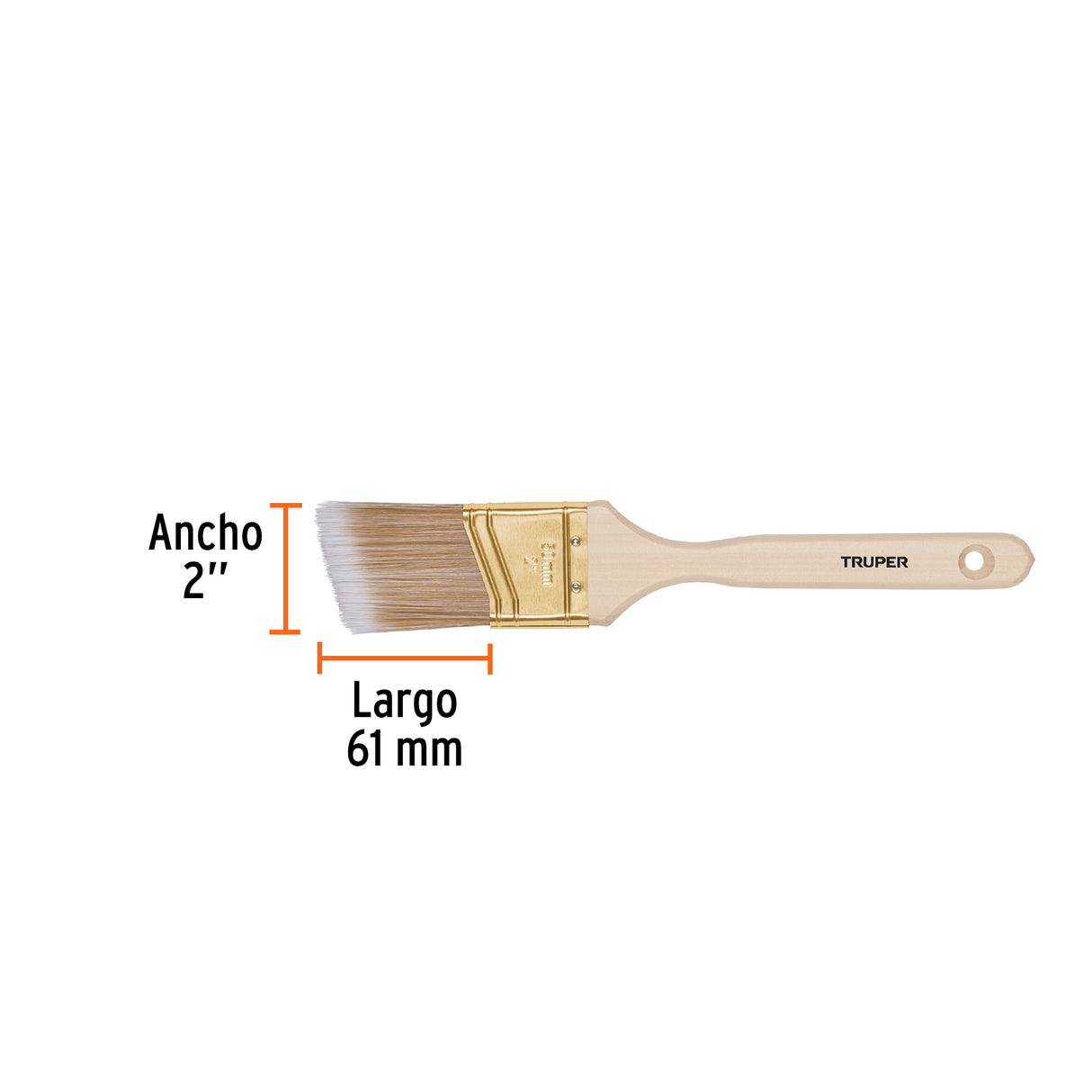 Brocha Cerdas Sintéticas 2' Corte Angular, Mango de Madera