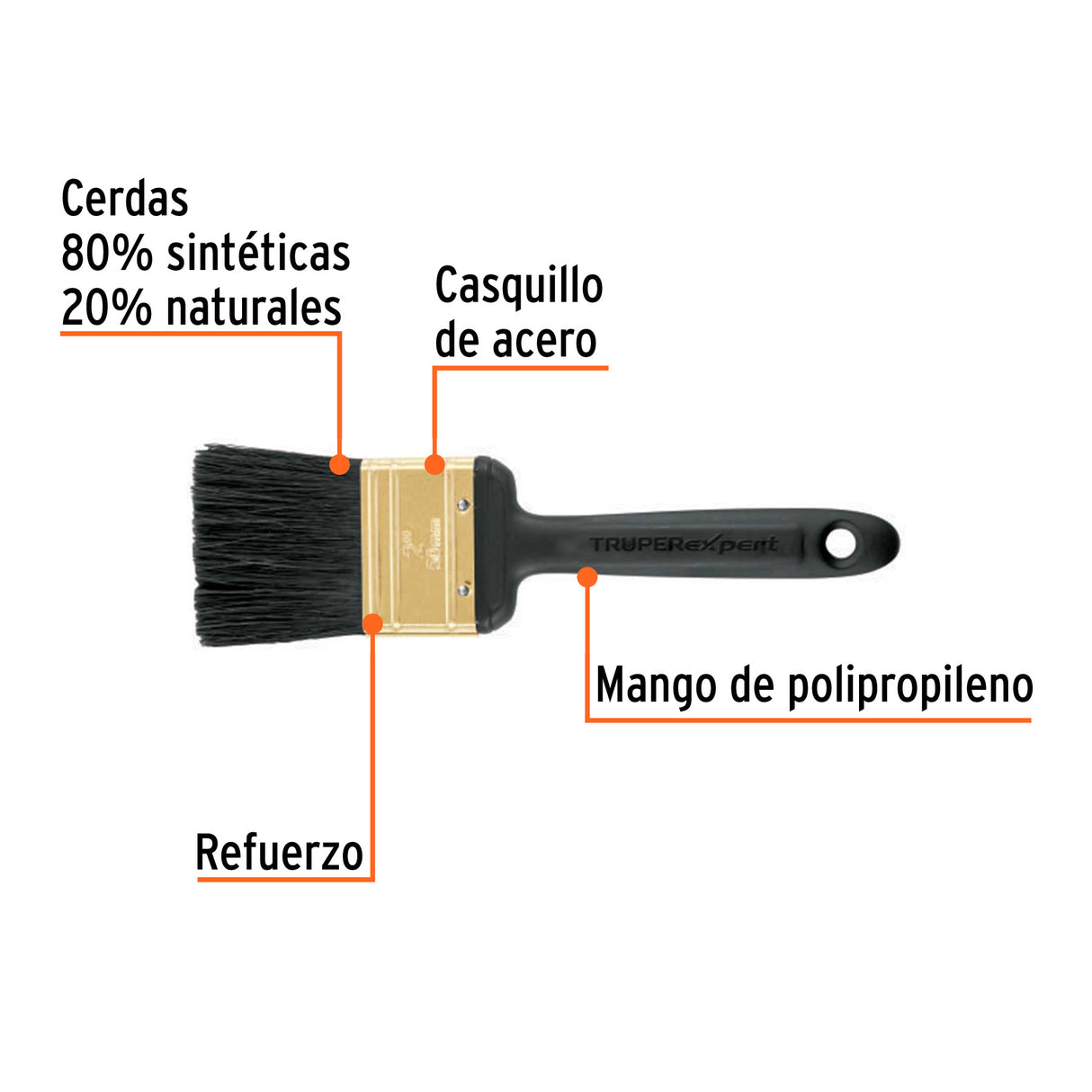 Brocha Profesional de 2' Mango de Plástico, Truper Expert