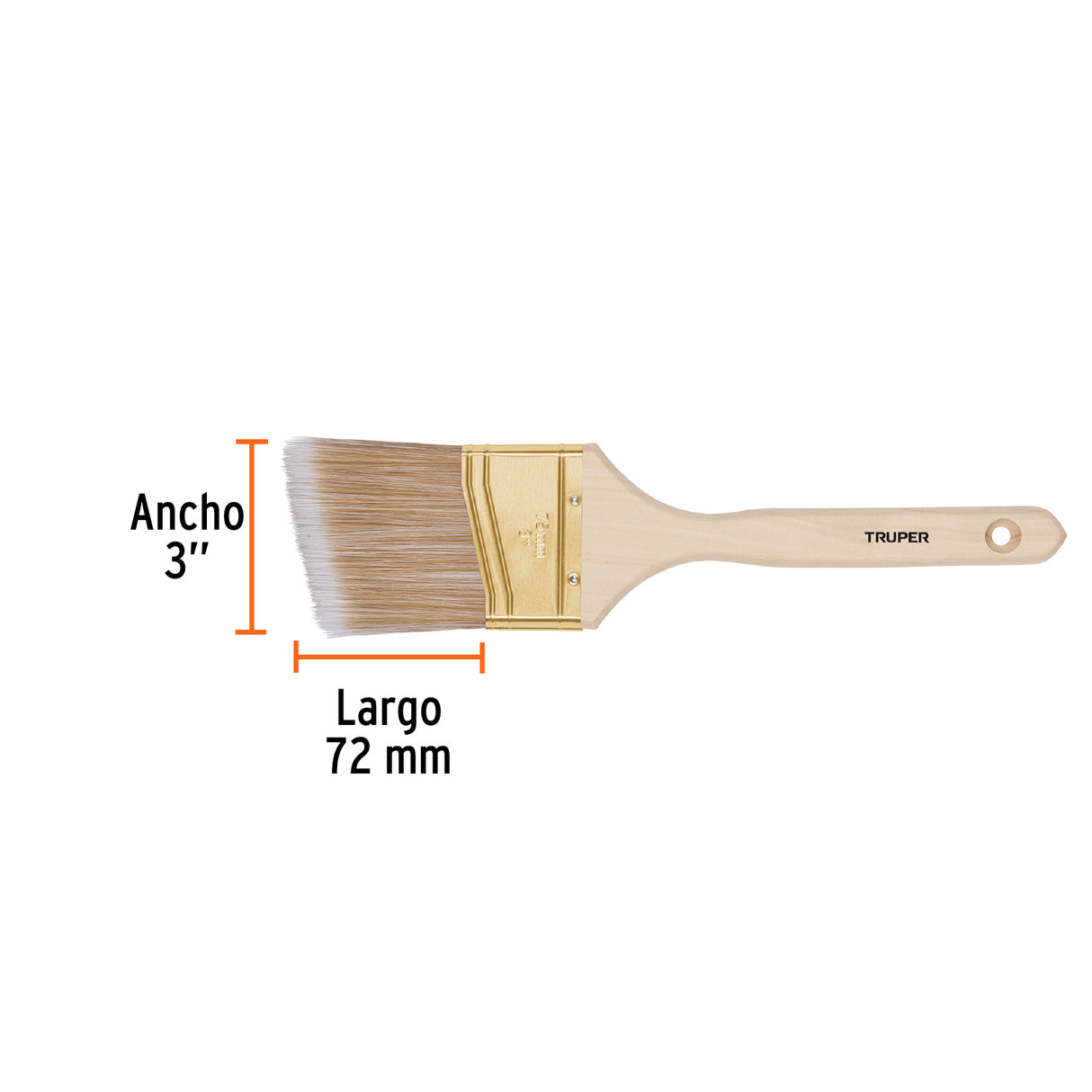 Brocha Cerdas Sintéticas 3' Corte Angular, Mango de Madera