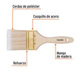 Brocha Cerdas Sintéticas 3' Corte Recto, Mango de Madera