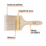 Brocha Cerdas Sintéticas 4' Corte Recto, Mango de Madera