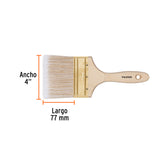 Brocha Cerdas Sintéticas 4' Corte Recto, Mango de Madera
